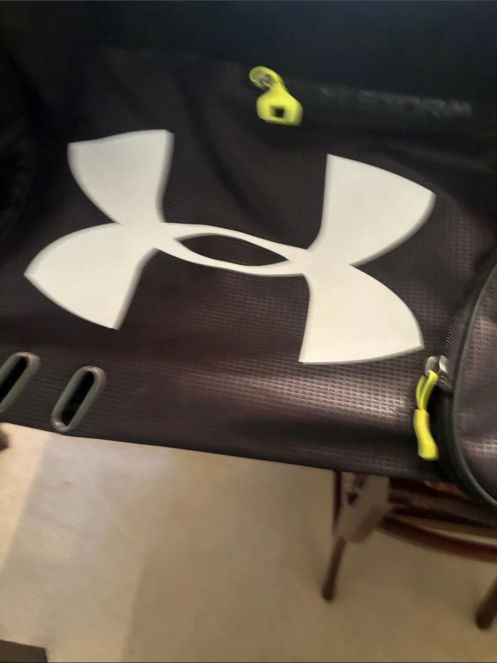 Under Armour Black Gray Sports Bag with White Logo